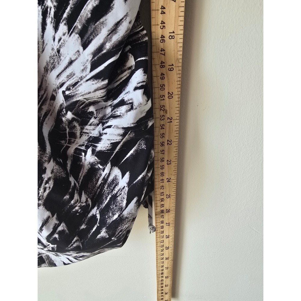 Spanx Assets Black White Palm Print Tankini Top XL Underwire Ruched - Picture 8 of 8